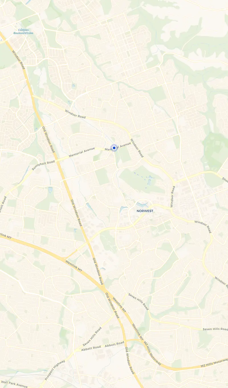 Map of the Kellyville service area and the surrounding suburbs we cover.