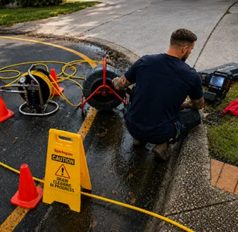 Burst drain pipe being repaired in Kellyville